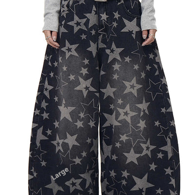 Jeans Machete Estampado Retro Americano con Diseño Desgastado