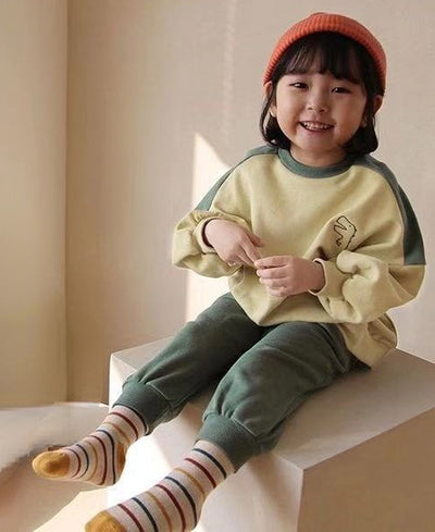 Conjunto de 2 Piezas de Sudaderas con Animales Bordados y Colores Contrastantes para Niños y Niñas - Image 15
