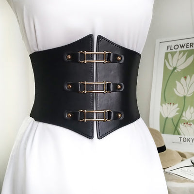 Cinturón de Cuero Ancho con Detalles Decorativos para Mujer - Image 10