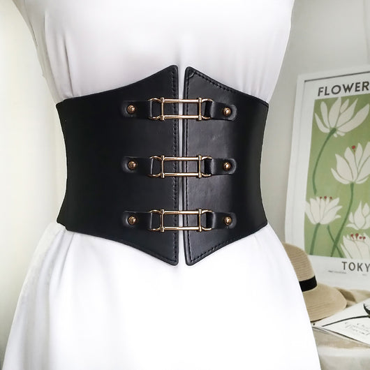 Cinturón de Cuero Ancho con Detalles Decorativos para Mujer - Image 10