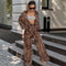 Conjunto Leopardo Elegante: Blusa Manga Longa e Calça Coordenada