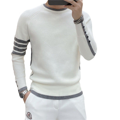 Suéter de Cuello Redondo a Rayas - Pullover Versátil para Hombre Joven - Image 5