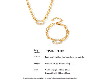 Conjunto de Collar y Pulsera de Acero Titanio con Circonitas Micro Incrustadas - Image 15