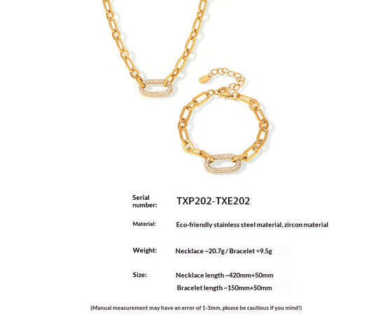 Conjunto de Collar y Pulsera de Acero Titanio con Circonitas Micro Incrustadas - Image 15