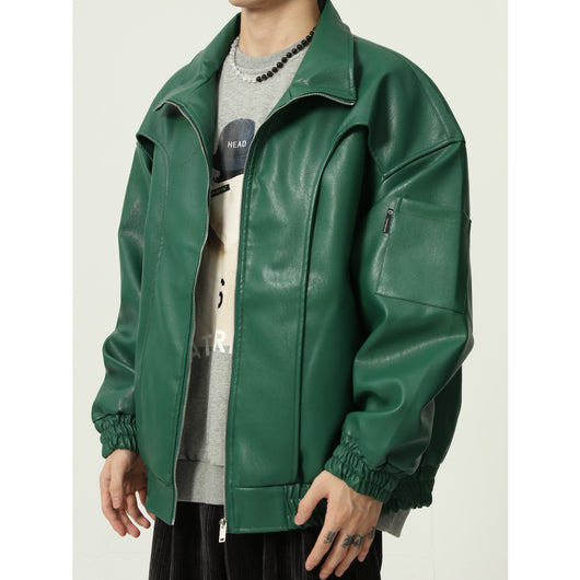 Chaqueta de Cuero Suelta Moderna para Hombre - Estilo Casual Trendy - Image 3