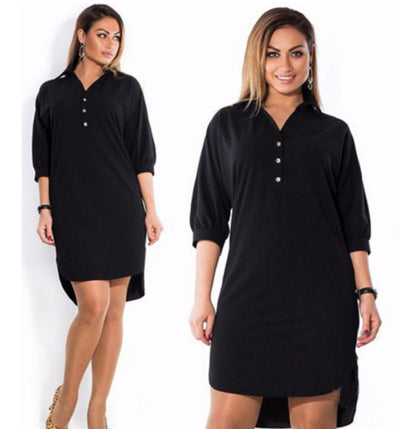 Vestido Camisero Talla Grande con Corte Irregular - Image 5