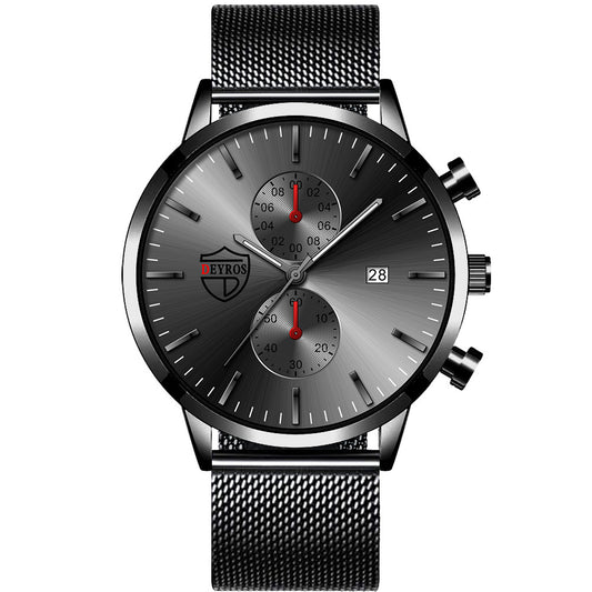 Reloj de Hombre con Malla Metálica, Calendario y Luz Nocturna - Image 2