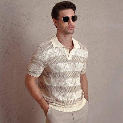 Polo Manga Corta Tejido a Rayas para Hombre - Image 3