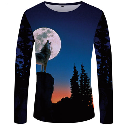 Camiseta Manga Larga Serie Lobo Impresión 3D para Hombre - Image 15
