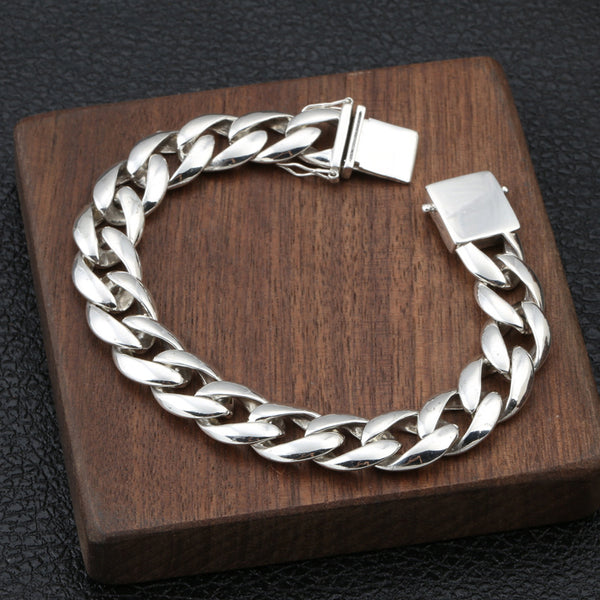 Pulsera de Plata Esterlina 925 Estilo Coreano Gruesa Brillante Personalidad