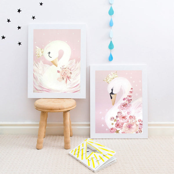 Cuadro Decorativo Infantil Cisne para Habitación y Pasillo