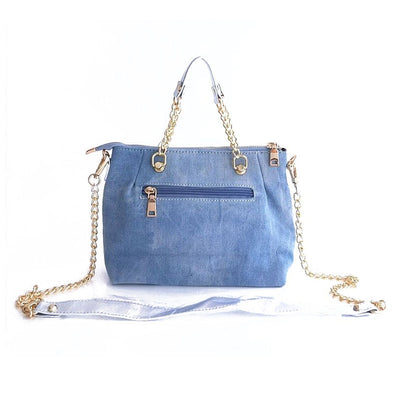 Bolso Mensajero Vaquero con Diamantes y Diseño Asimétrico - Image 11