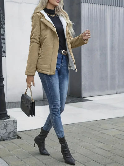 Abrigo de Invierno con Forro Polar y Capucha - Estilo Preppy Elegante para Mujer - Image 24