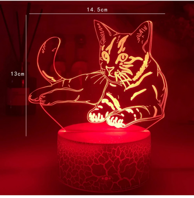 Lámpara de Escritorio 3D Gato con Control Remoto y Luz Nocturna RGB - Image 4