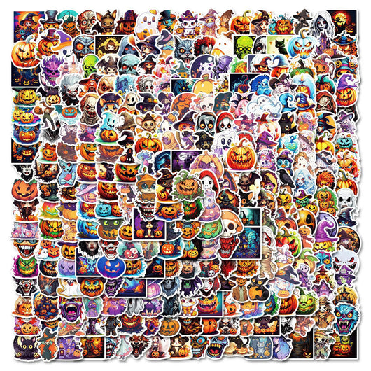 A large collection of colorful Halloween graffiti stickers featuring pumpkins, witches, ghosts, and other spooky characters. - Image 3