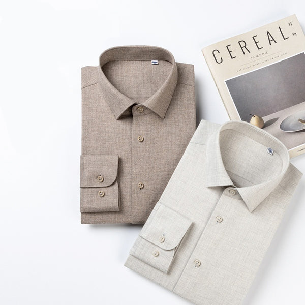 Camisa Manga Larga Gruesa de Color Sólido para Hombre