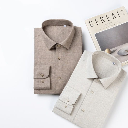 Camisa Manga Larga Gruesa de Color Sólido para Hombre