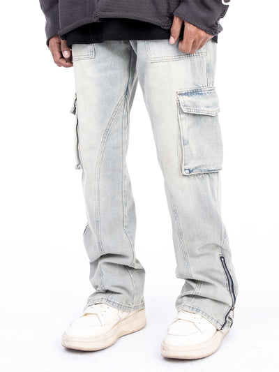Pantalones Vaqueros Vintage Lavados con Cierre en Bota - Estilo Americano Casual - Image 13