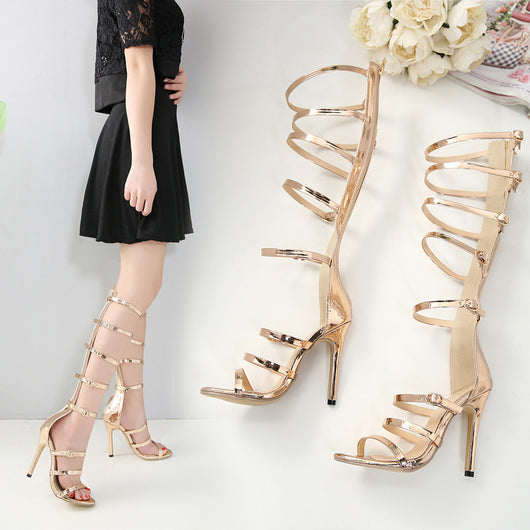 Sandalias Stiletto Romanas Huecas con Tacón Alto para Mujer - Image 6