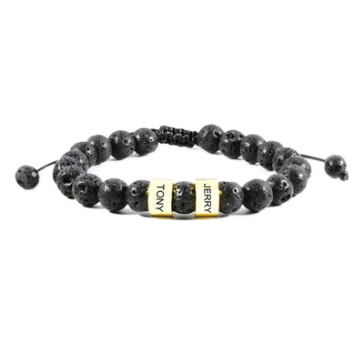 Pulsera de Acero Inoxidable con Piedra de Lava Negra Ajustable - Image 10