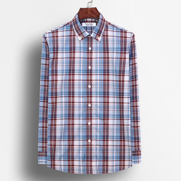 Camisa de Cuadros para Hombre en Algodón Puro de Manga Larga
