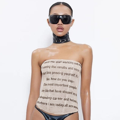Chaleco Estampado con Letras sin Tirantes para Mujer - Image 8