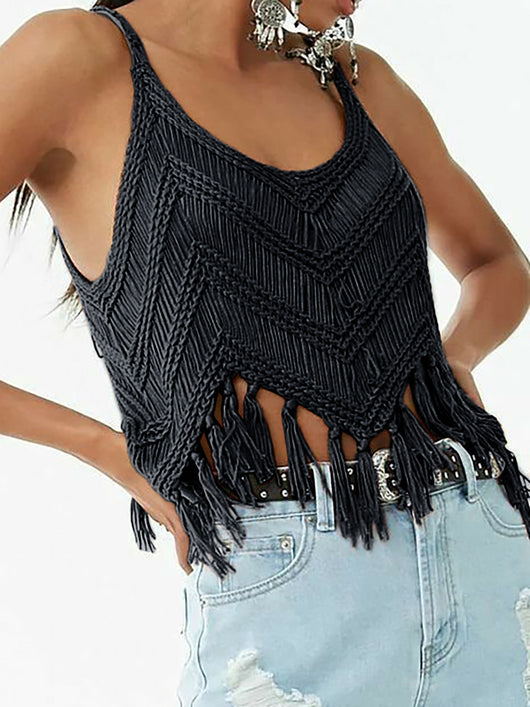 Suéter Tejido para Mujer con Detalles Calados y Borlas - Image 8