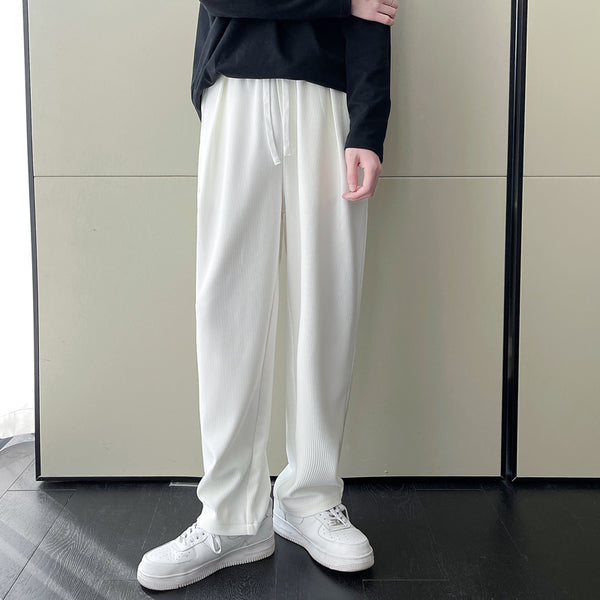 Pantalón Blanco Hombre Corte Recto Amplio Drapeado