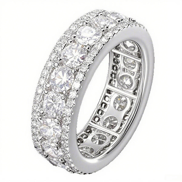 Anillo Hip-hop Giratorio de Tres Filas con Micro Pavé Estilo Europeo