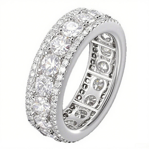 Anillo Hip-hop Giratorio de Tres Filas con Micro Pavé Estilo Europeo