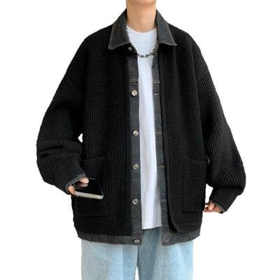 Cardigan Tejido Hombre Patchwork Multicolor Bloques de Color - Image 4