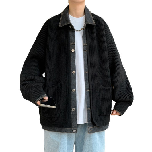 Cardigan Tejido Hombre Patchwork Multicolor Bloques de Color - Image 4