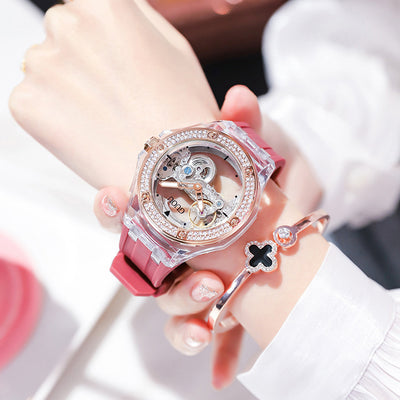 Reloj Mecánico para Mujer con Strass y Correa de Silicona - Image 9