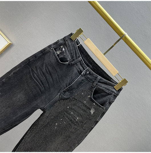 Pantalones Vaqueros Sueltos Mujer Cintura Alta Efecto Reductor con Strass - Image 11