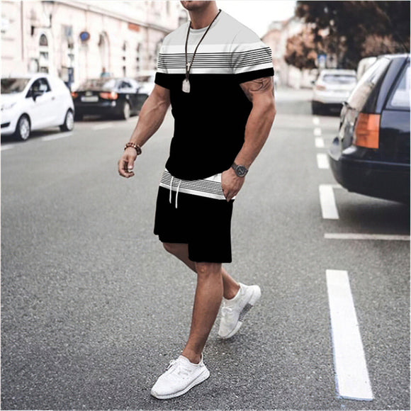 Playera Deportiva de Rayas para Hombre - Cuello Redondo Verano