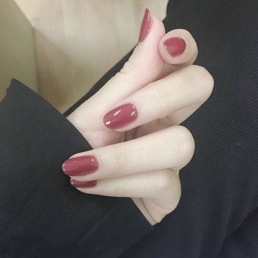 Pegatinas de Uñas Largas Marrón Camafeo Oscuro