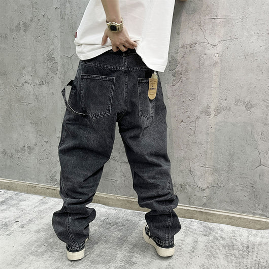 Pantalones Cargo Vaqueros Retro Lavado Pesado con Diseño de Bolsillos Oblicuos - Image 56