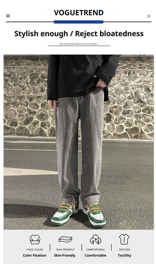 Jeans Grises Holgados de Pierna Recta para Hombre - Image 9