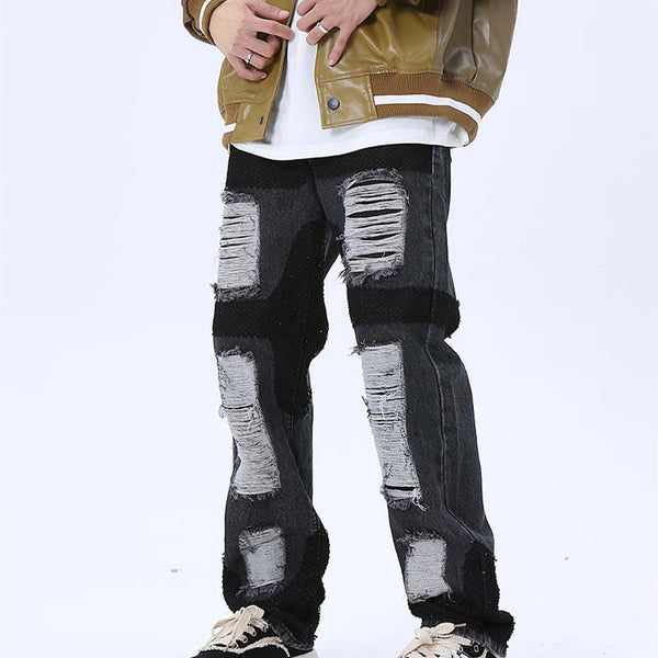 Jeans Holgados Casuales para Hombre con Detalles Deshilachados