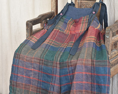 Pantalones de Lino con Tirantes y Patchwork Moderno - Image 17