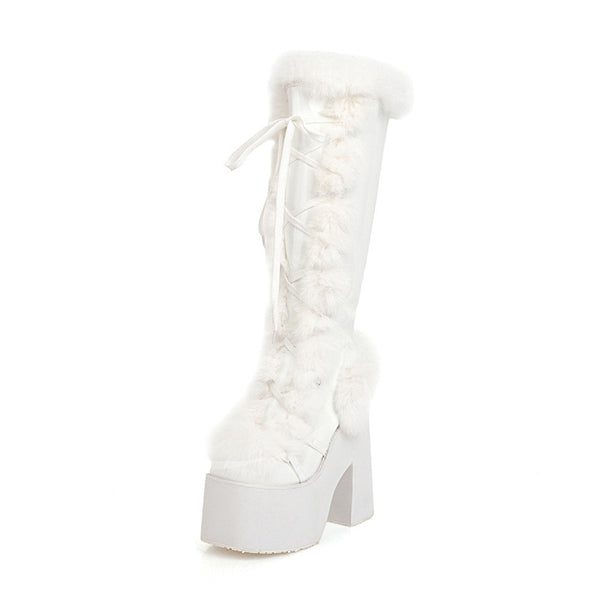 Botas de Nieve Plataforma Gruesa con Pelaje y Tacón Alto - Image 3