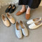Zapatos Planos de Cuero Auténtico con Punta Cuadrada