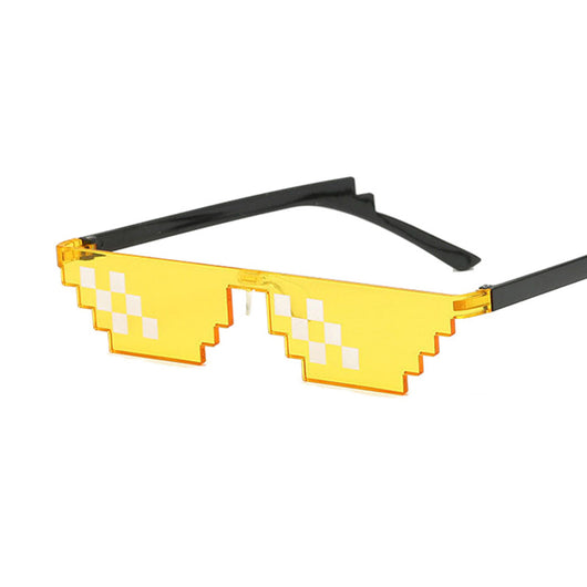 Red pixelated mosaic sunglasses with black arms and white pixel accents, ideal for anime cosplay or funny costumes. - Image 9
