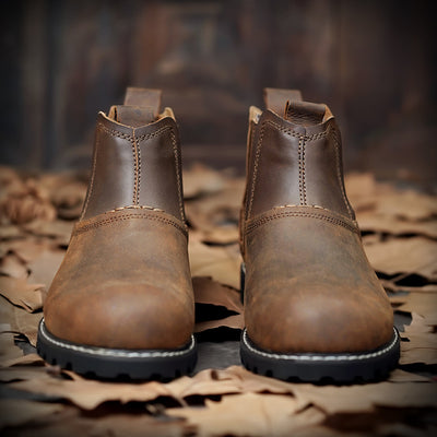Botas de Cuero para Hombre con Punta Redonda - Calzado de Senderismo Resistente - Image 4