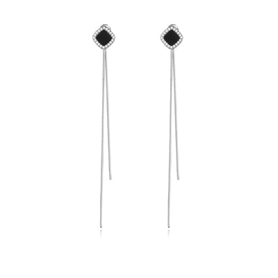 Aretes Largos de Plata Esterlina Negra - Image 6