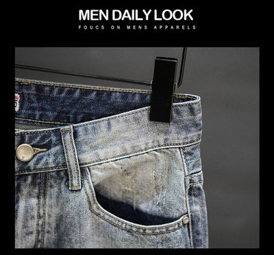 Pantalones Cortos Denim Rotos con Dobladillo Fuzzy - Estilo Retro Trendy para Hombre - Image 13