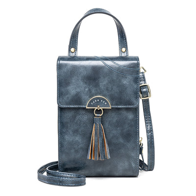 Bolso Bandolera de Cuero Encerado Estilo Coreano con Borlas para Mujer - Image 14