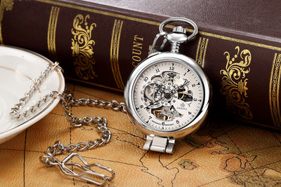 Reloj de Bolsillo Mecánico Manual Esqueleto con Grabado Romano - Image 13