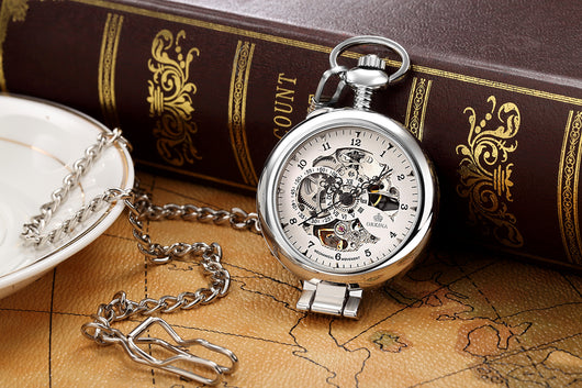 Reloj de Bolsillo Mecánico Manual Esqueleto con Grabado Romano - Image 13