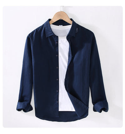 Camisa Manga Larga Hombre Algodón y Lino - Primavera y Verano - Image 26